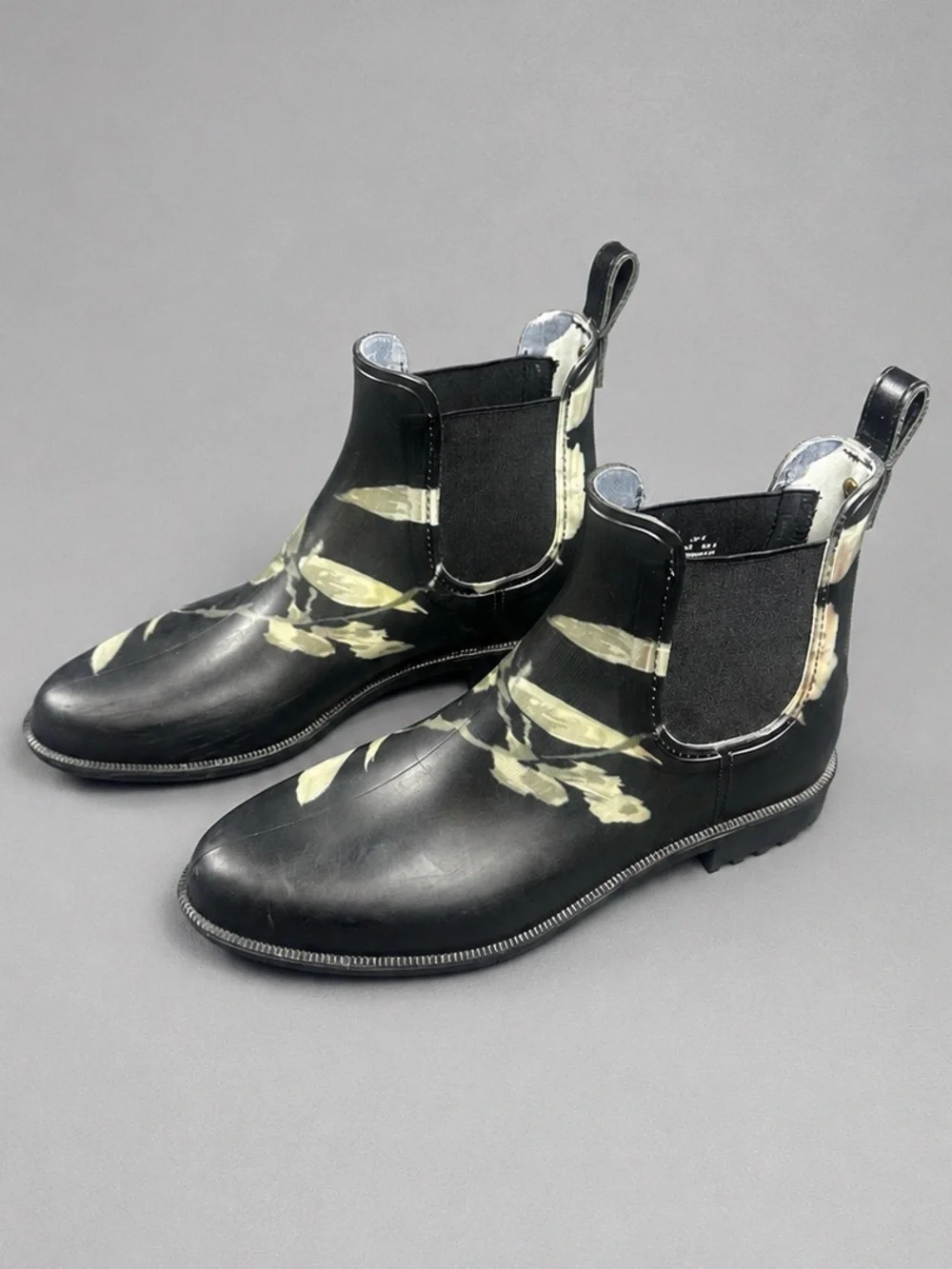 Joules Rockingham Floral Rain Chelsea Boots Waterproof Women’s US 8 Black